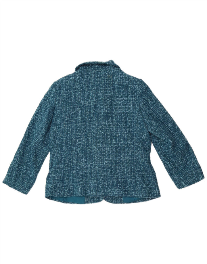 Giacca blazer a 4 bottoni da donna Marks & Spencer UK 14 poliestere blu medio