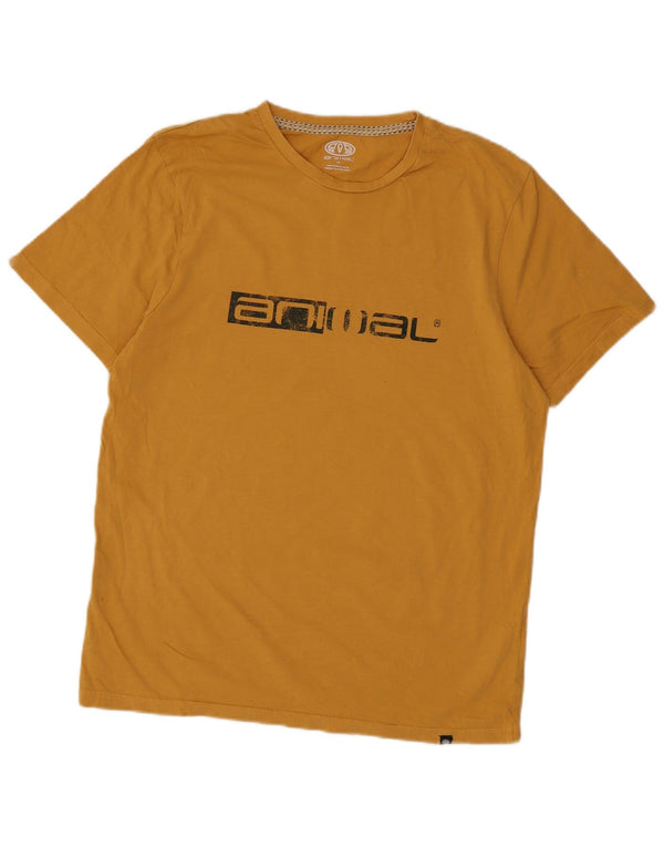 T-shirt grafica da uomo con animali in cotone giallo medio