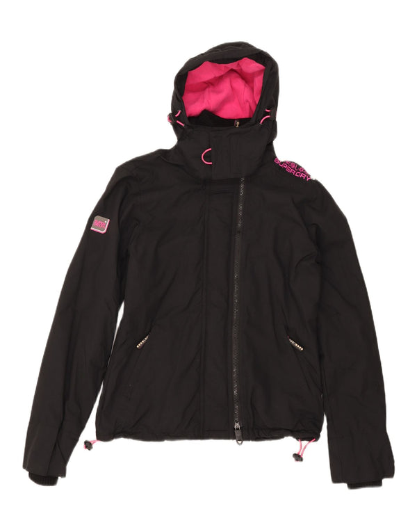 Giacca a vento con cappuccio da donna Superdry Windcheater UK 14 media nera
