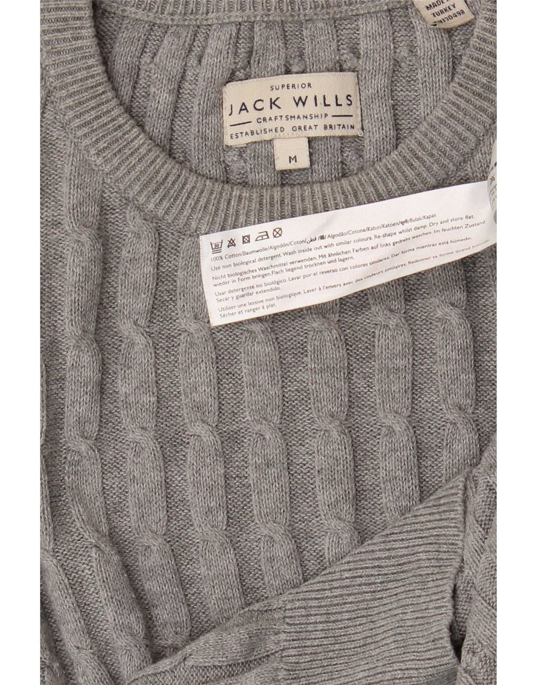 Maglione maglione girocollo da uomo Jack Wills in cotone grigio medio
