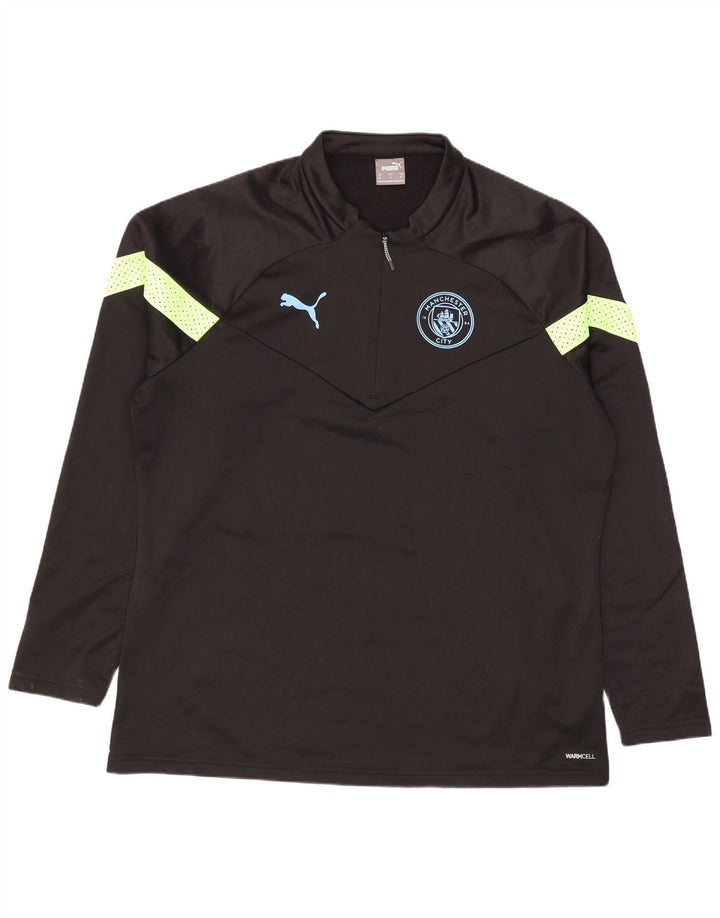 Puma Uomo Manchester City Pullover Tuta da ginnastica Top XL Nero Colourblock