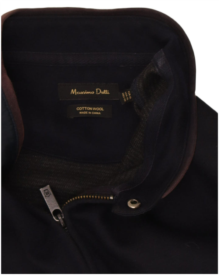 Giacca da ginnastica da uomo Massimo Dutti XL in cotone color block blu navy