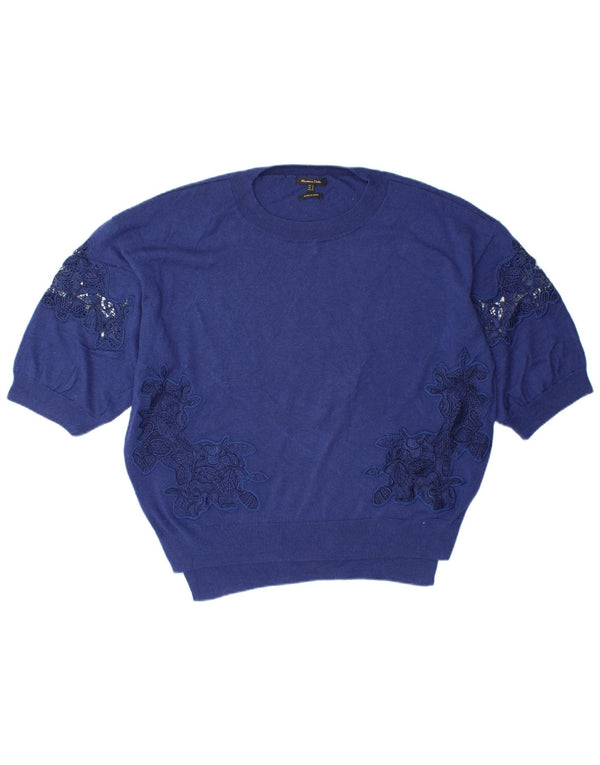 MASSIMO DUTTI Maglione maglione girocollo oversize da donna UK 14 Blu medio