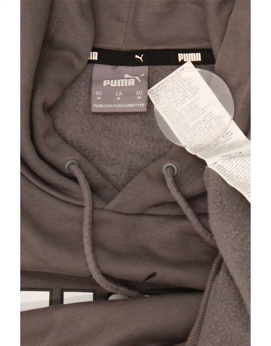 Felpa con cappuccio grafica da uomo Puma in cotone grigio medio