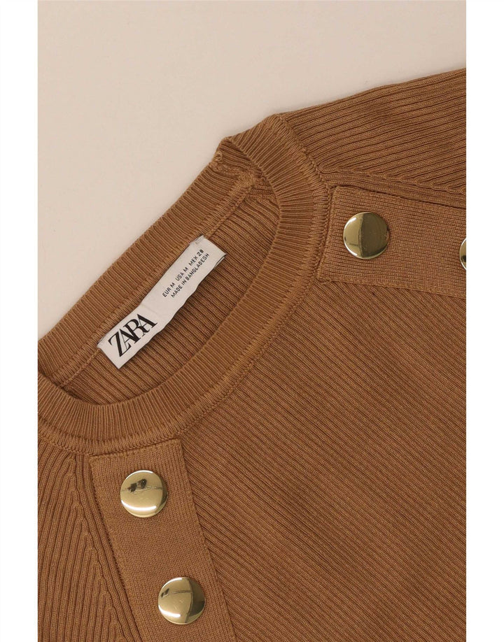 Top corto da donna Zara a maniche lunghe UK 12 Marrone medio
