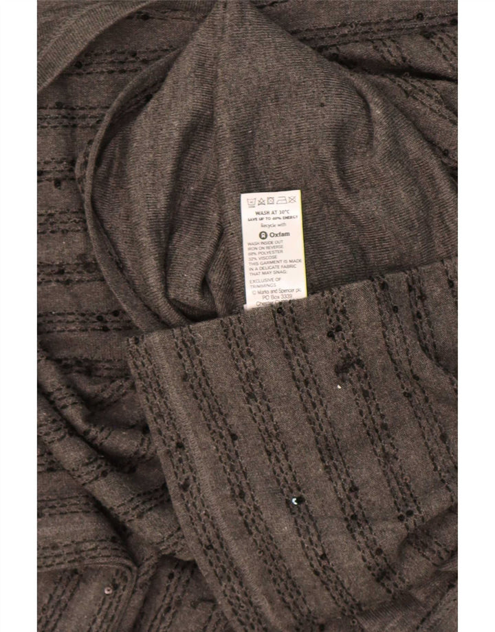 Top Zara da donna con maniche a 3/4 UK 20 2XL Poliestere a righe grigie