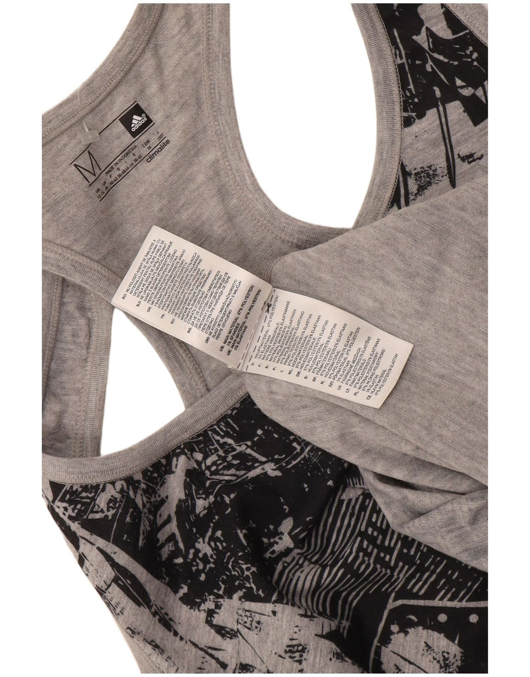 Canotta grafica Adidas Climalite da donna UK 12/14 Grigio medio geometrico