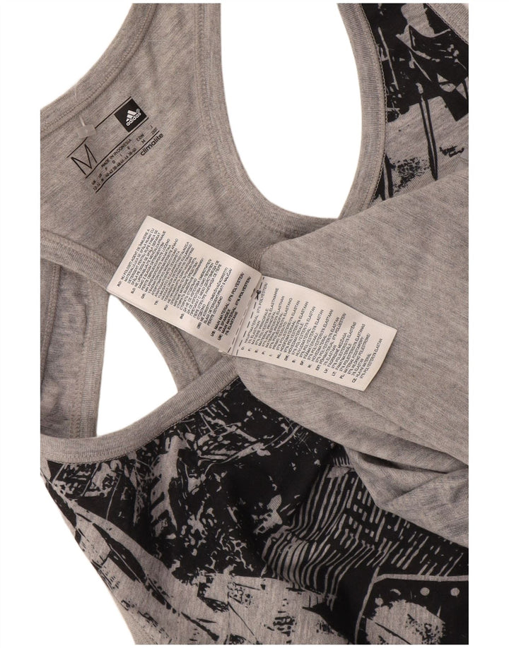 Canotta grafica Adidas Climalite da donna UK 12/14 Grigio medio geometrico