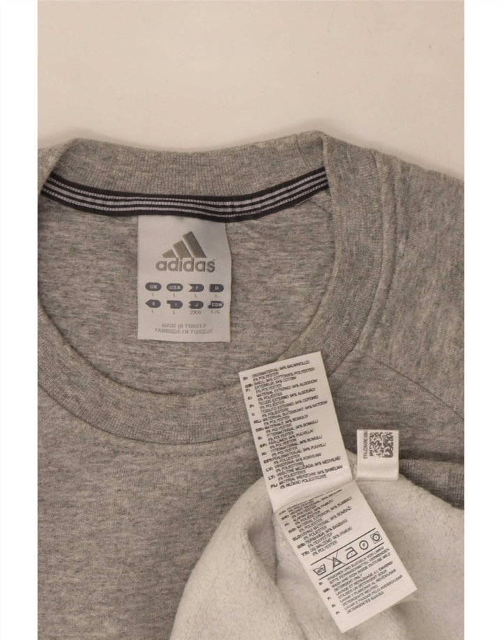 Felpa Adidas da uomo maglione grande in cotone chiazzato grigio