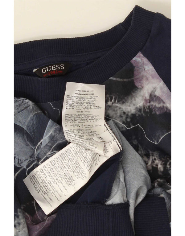 Guess Felpa oversize da donna Maglione UK 6 XS Poliestere floreale blu navy