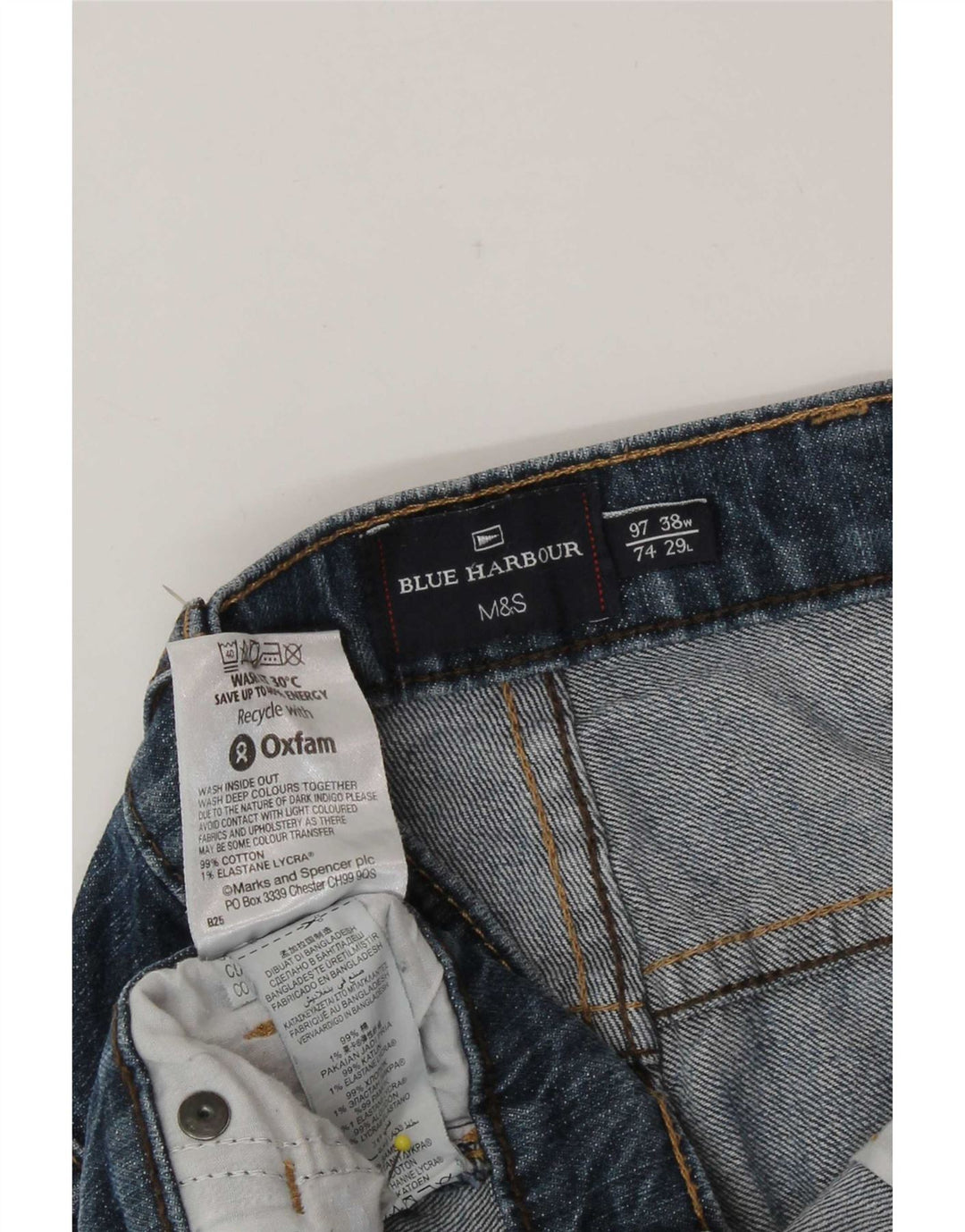 Jeans dritti da uomo Marks & Spencer Blue Harbour W38 L27 cotone blu