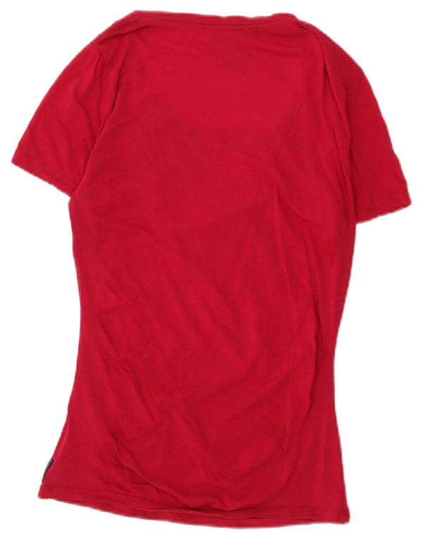 T-shirt grafica da donna Armani Jeans Top UK 2 2XS cotone rosso