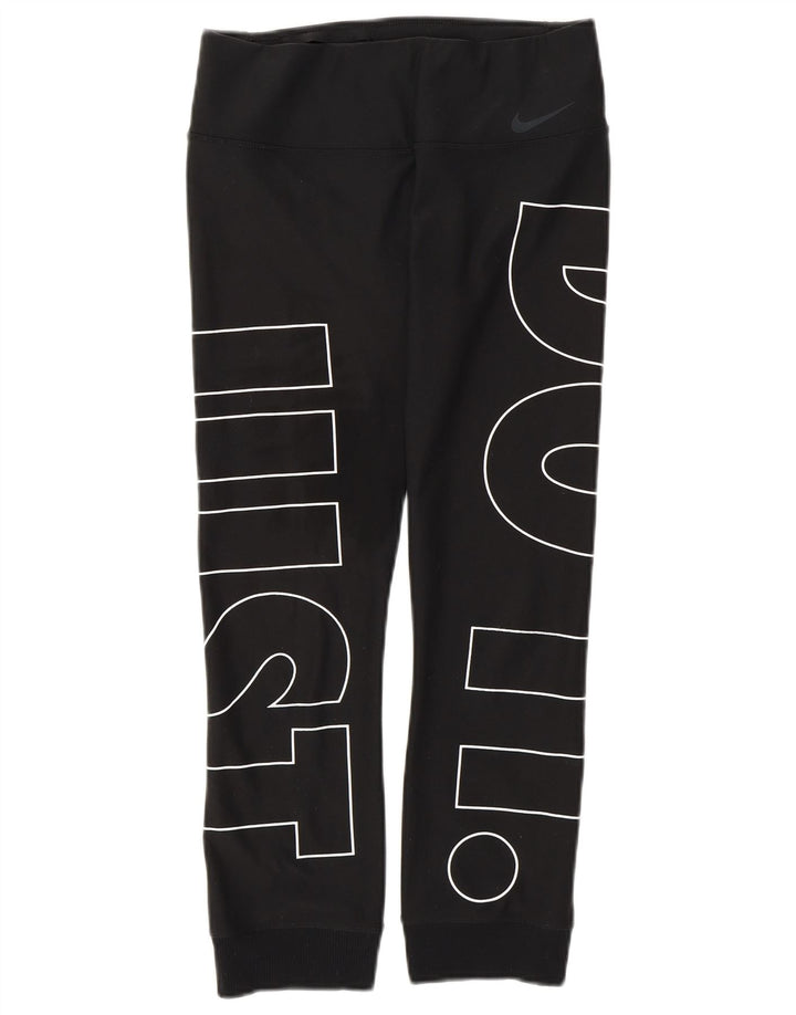 NIKE Pantaloni da tuta con grafica Dri Fit da donna Joggers UK 8 Small Nero