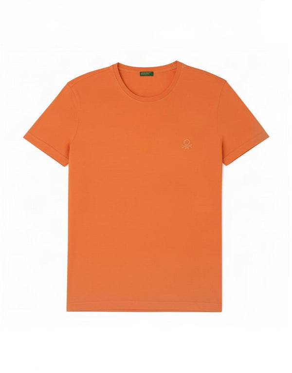 Benetton Mens T-Shirt Top XL Orange Cotton