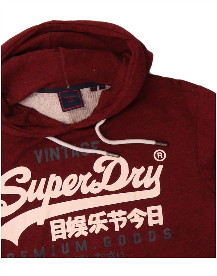 Felpa con cappuccio grafica da uomo SUPERDRY XL in cotone marrone
