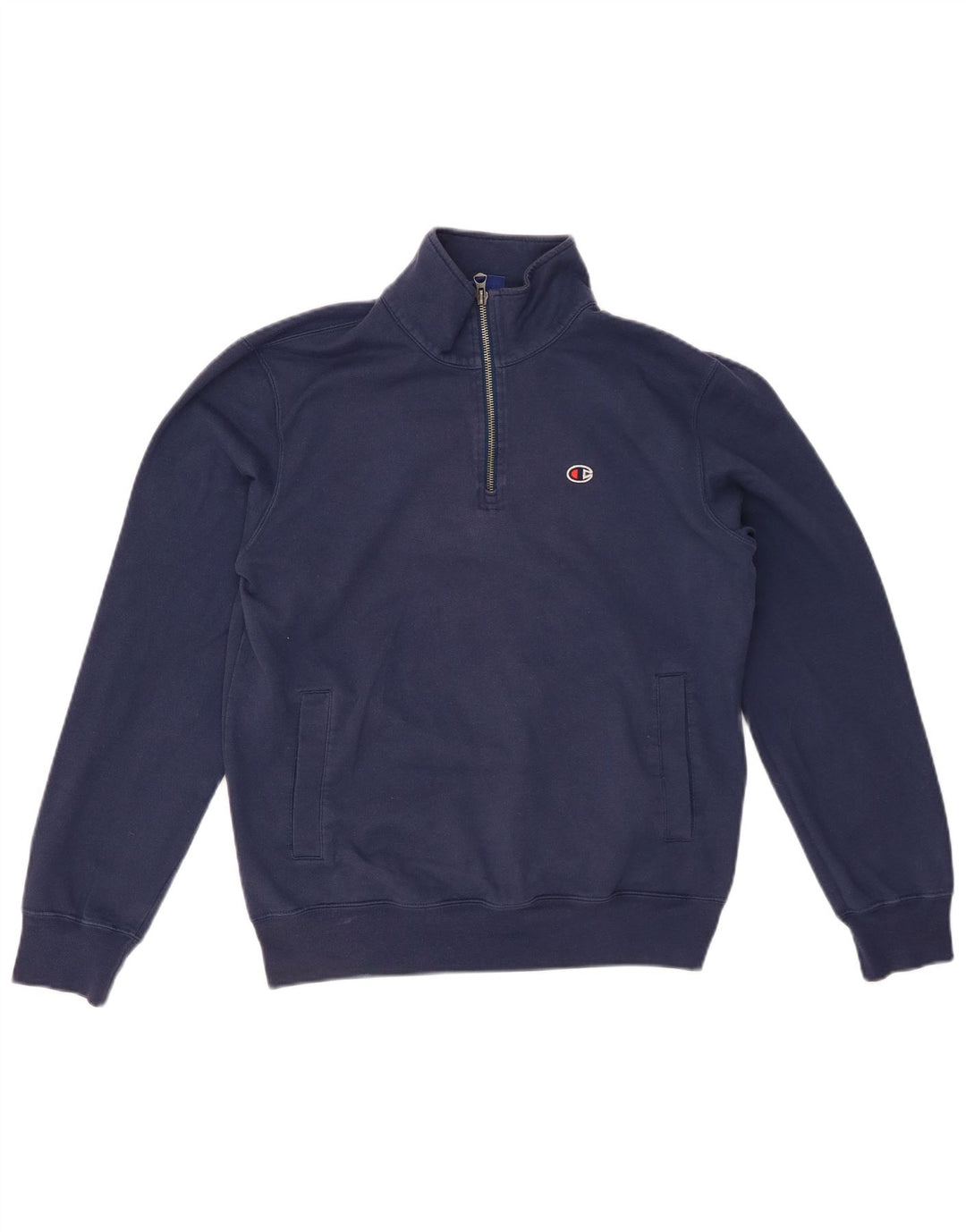 CHAMPION Felpa da uomo con collo con zip, maglione piccolo in poliestere blu navy