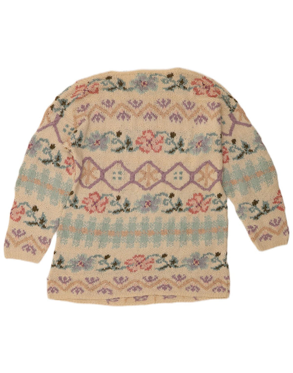 Maglione maglione girocollo da donna Express UK 12 Seta floreale beige medio