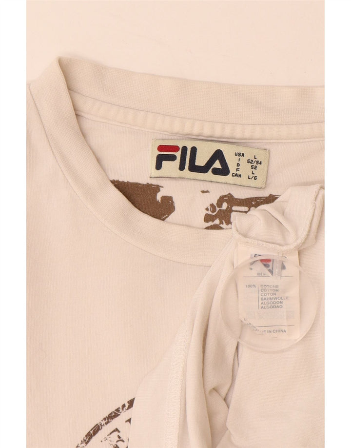 T-shirt grafica da uomo FILA Top grande in cotone bianco