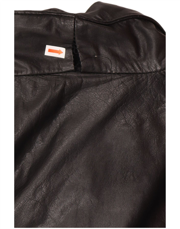 Cappotto in pelle oversize da donna VINTAGE UK 14 Pelle nera media