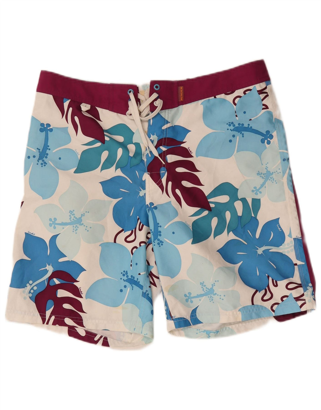Pantaloncini da bagno da uomo Sundek grandi in poliestere floreale bianco