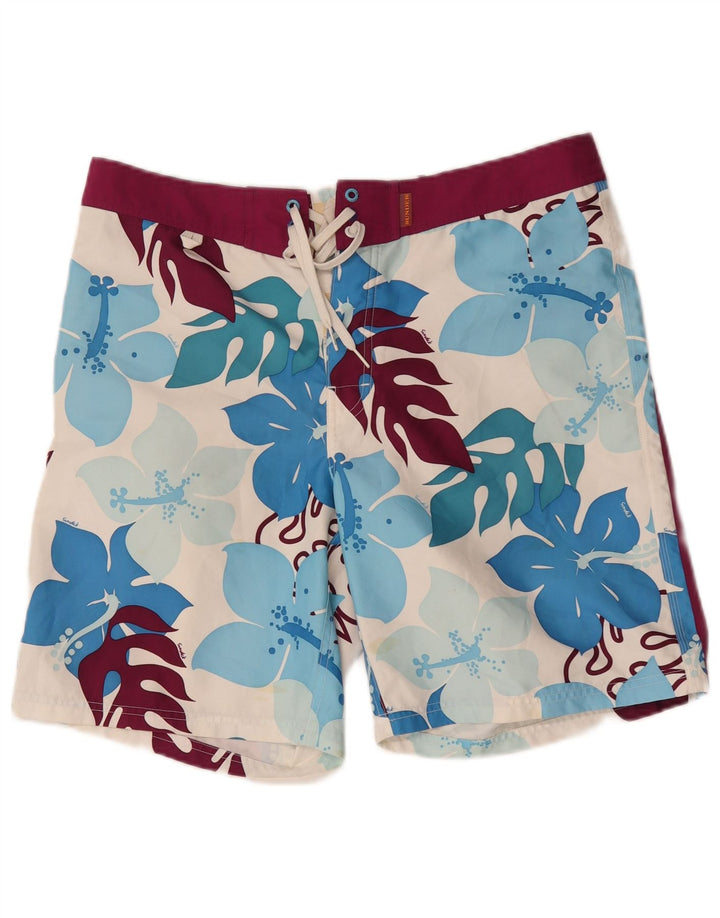 Pantaloncini da bagno da uomo Sundek grandi in poliestere floreale bianco