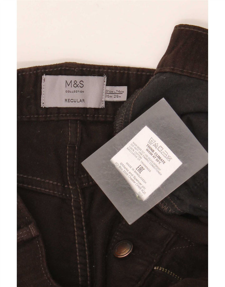 Jeans dritti vestibilità regolare da uomo Marks & Spencer W36 L29 cotone marrone