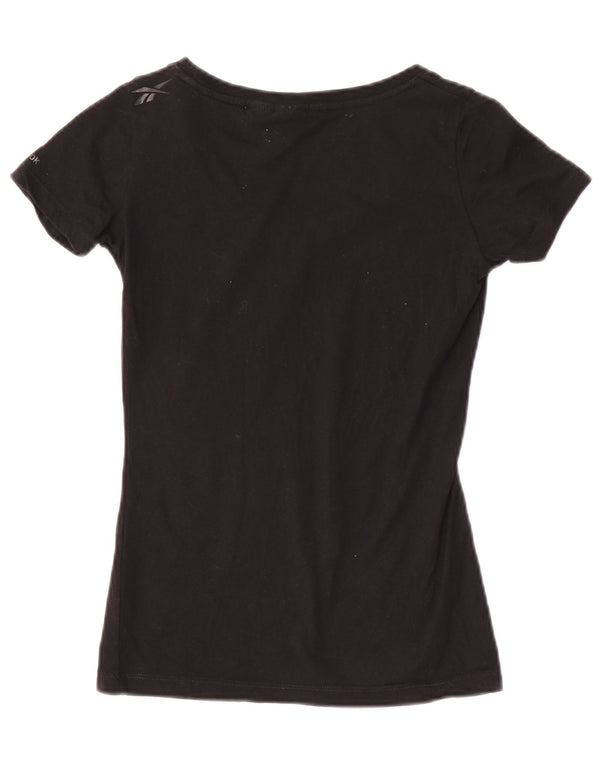 T-shirt grafica Reebok da donna Top UK 8 Small in cotone nero