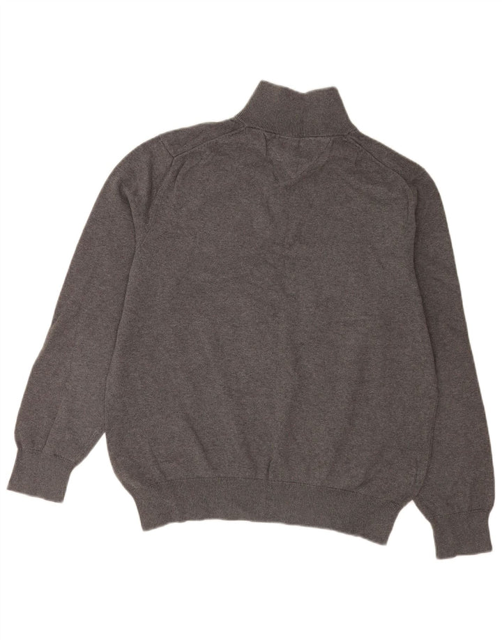 Maglione maglione con zip da uomo Tommy Hilfiger grande cotone grigio
