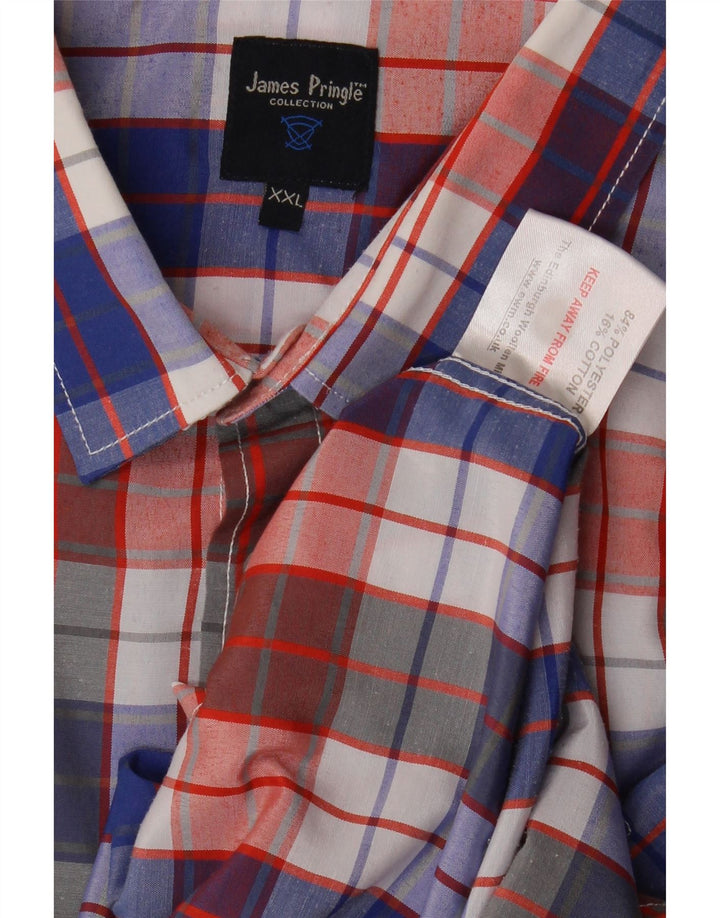 JAMES PRINGLE Mens Short Sleeve Shirt 2XL Multicoloured Check Polyester Vintage James Pringle and Second-Hand James Pringle from Messina Hembry 