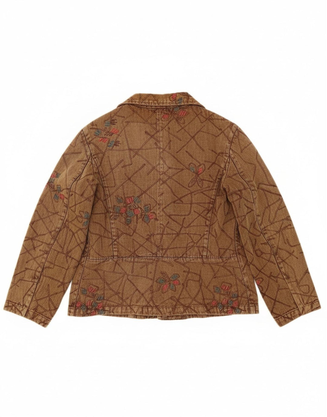 Giubbotto bomber da donna vintage UK 16 grande cotone floreale marrone
