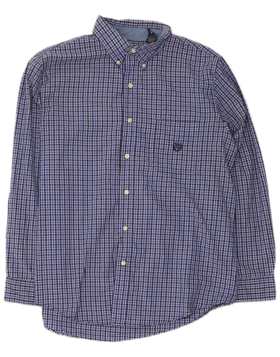 Chaps Camicia da uomo Easy Care, cotone a quadri blu grandi