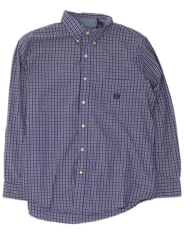 Chaps Camicia da uomo Easy Care, cotone a quadri blu grandi