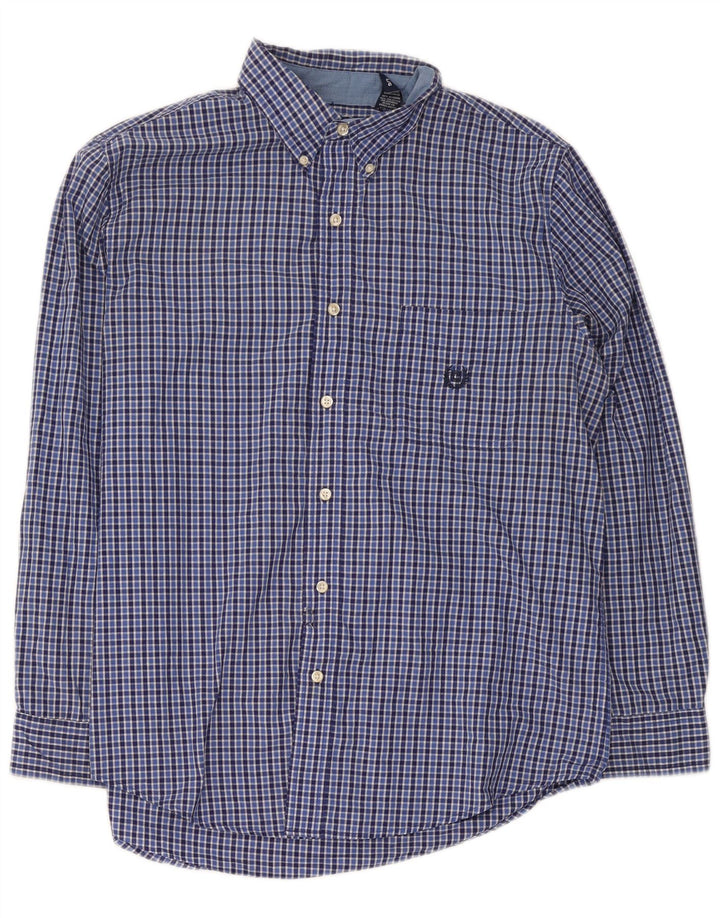 Chaps Camicia da uomo Easy Care, cotone a quadri blu grandi