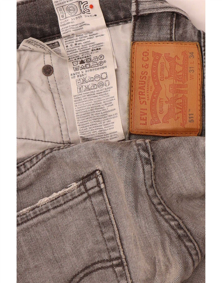 Levi's Uomo 511 Slim Jeans W31 L34 Cotone Grigio