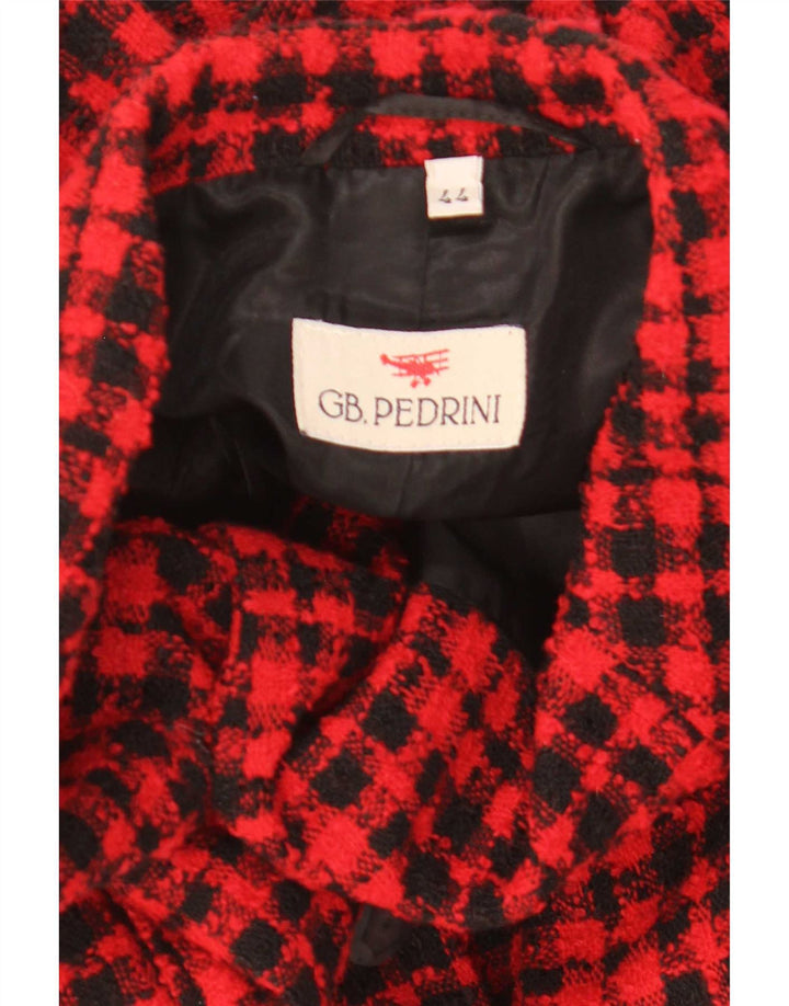 GB.PEDRINI Giacca Blazer 4 Bottoni Donna IT 44 Check Rosso Medio