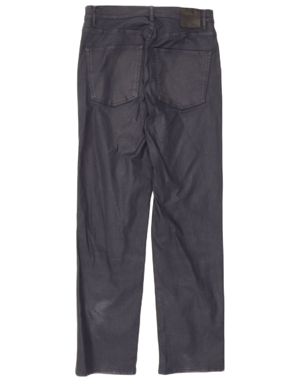 Pantaloni casual cerati dritti da donna Massimo Dutti EU 36 XS W26 L27 Navy B