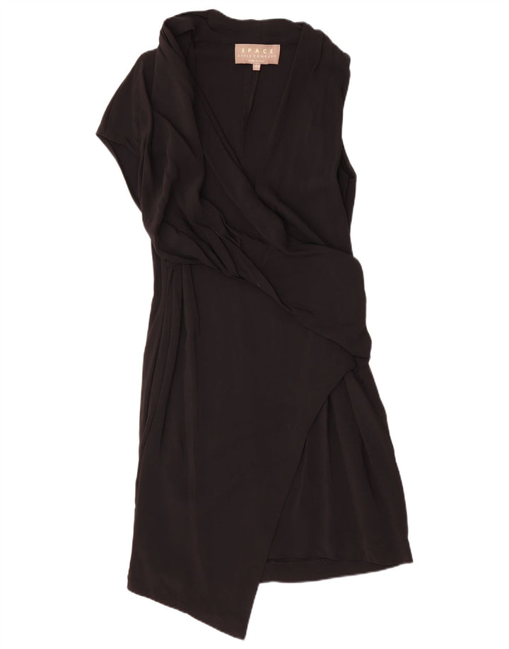Abito Asimmetrico Smanicato Donna VINTAGE IT 44 Viscosa Nera Media