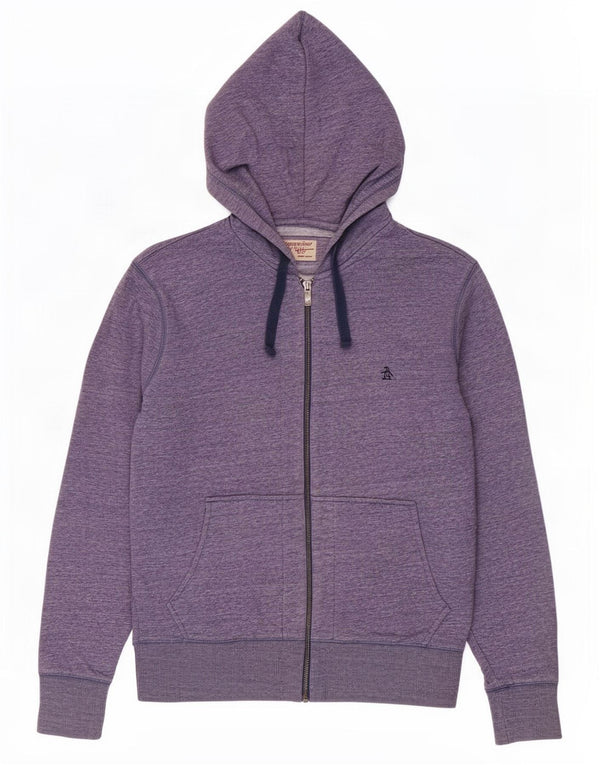 Maglione con cappuccio e zip da uomo Penguin in cotone screziato viola medio