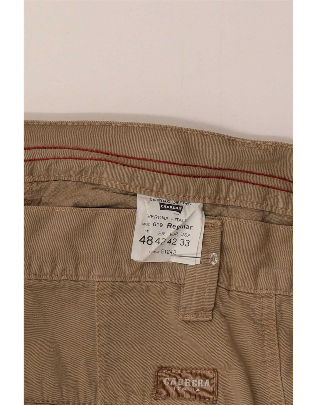 Pantaloni cargo dritti da uomo Carrera IT 48 medio W33 L34 cotone beige