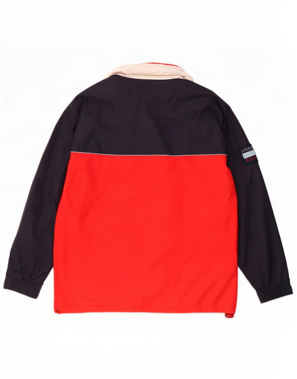 Giacca antipioggia vintage da uomo con cappuccio UK 36 Small Poliestere color block rosso