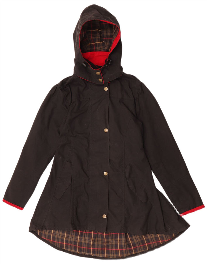 Giacca da donna in cotone cerato con cappuccio Welligogs UK 10 piccola nera