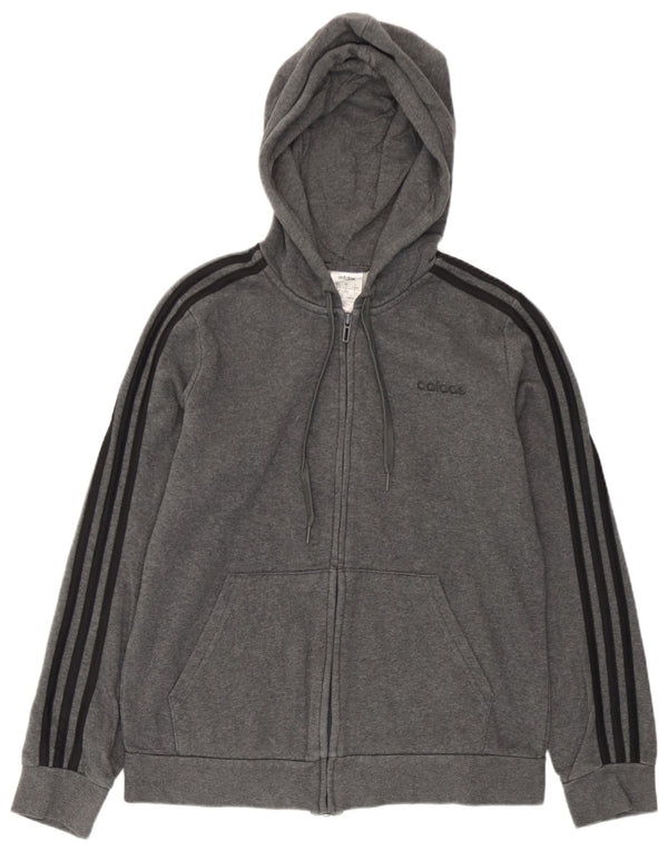 Felpa con cappuccio e zip da donna Adidas UK 16/18 Large Grigio Cotone