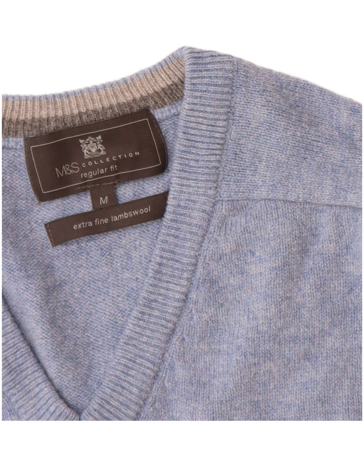 Maglione da uomo Marks & Spencer vestibilità regolare con scollo a V blu medio