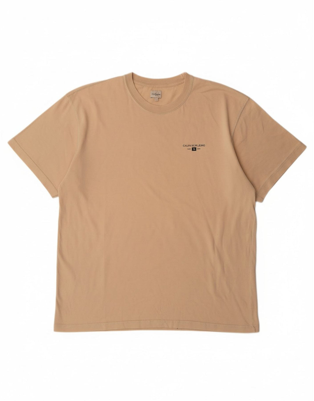 CALVIN KLEIN Mens T-Shirt Top XL Beige Cotton