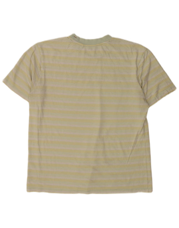 Guess Mens Graphic T-Shirt Top Large Yellow Striped