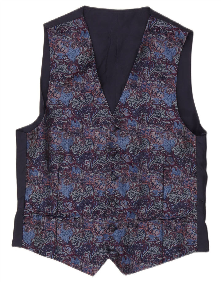 Gilet da uomo VINTAGE piccolo blu navy con motivo cachemire