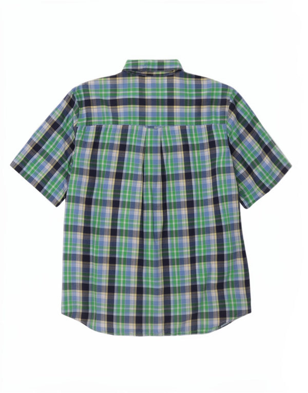 Camicia a maniche corte da uomo Chaps XL in cotone a quadri verdi