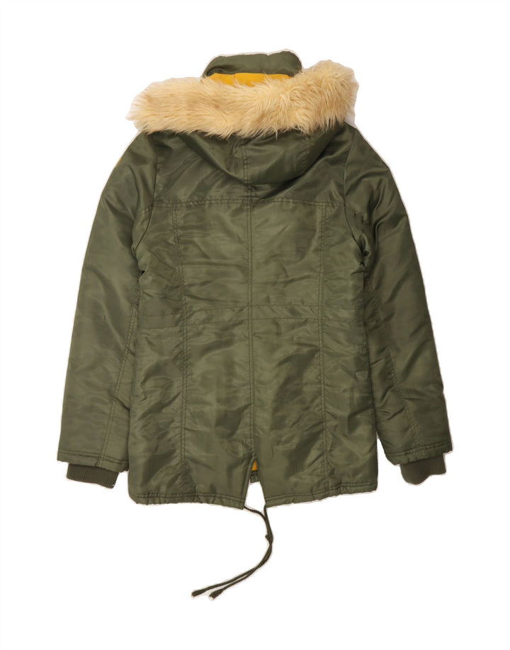ROXY Womens Hooded Parka Jacket UK 10 Small Green Polyester Vintage Roxy and Second-Hand Roxy from Messina Hembry 