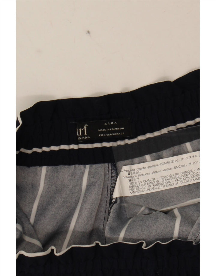 ZARA Womens Tracksuit Trousers UK 10 Small  Navy Blue Striped Polyester Vintage Zara and Second-Hand Zara from Messina Hembry 