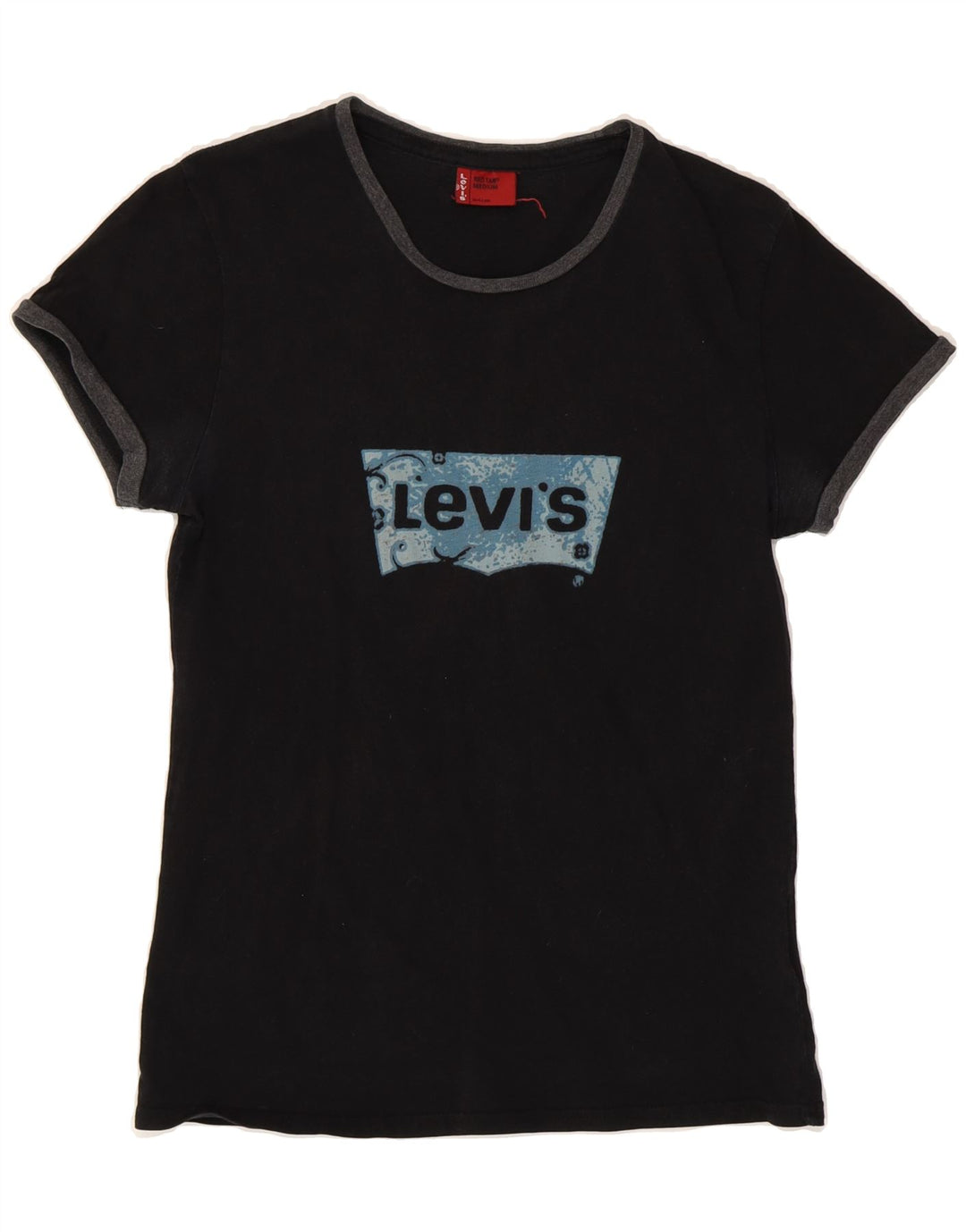 LEVI'S Womens Graphic T-Shirt Top UK 12 Medium Black Cotton Vintage Levi's and Second-Hand Levi's from Messina Hembry 